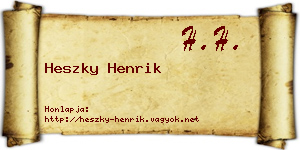 Heszky Henrik névjegykártya